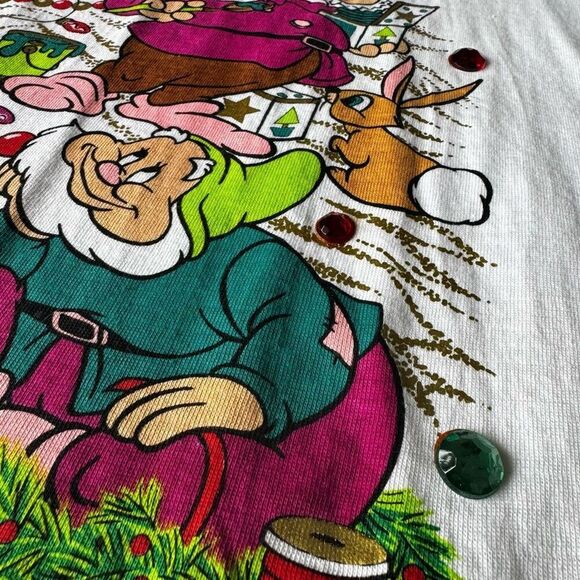 VTG Disney Store Snow White And The Seven Dwarfs Christmas Single Stich T-Shirt - Picture 5 of 10